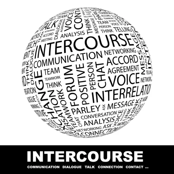 INTERCOURSE. Globe with different association terms. — Stock Vector