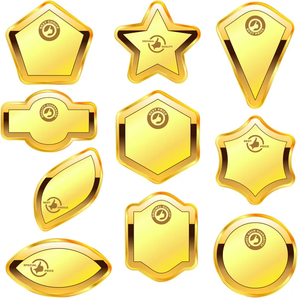 Set de etiquetas de garantía vectorial. Colección de oro . — Vector de stock