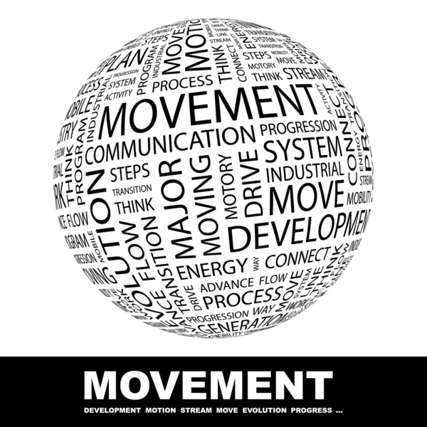 Rörelse. världen med olika association villkor. — Stock vektor