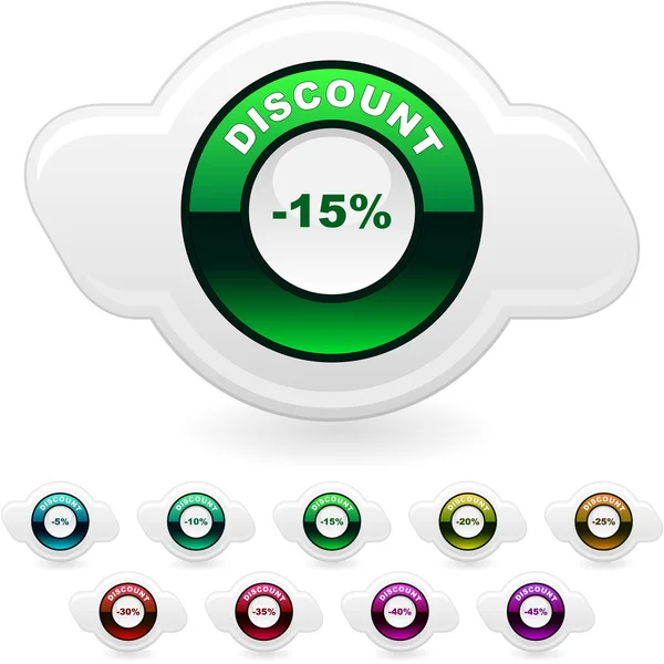 Discount label templates with different percentages — Stock Vector