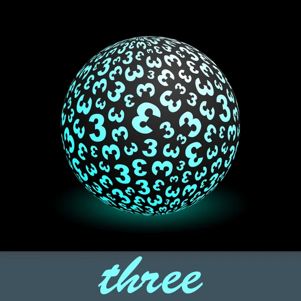 THREE. Globe with number mix. — Stock Vector