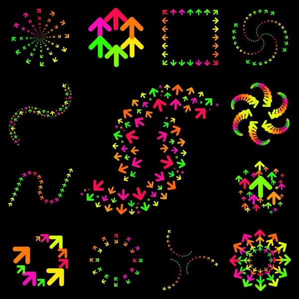 Regenboog ontwerpelementen van pijl tekenen. — Stockvector