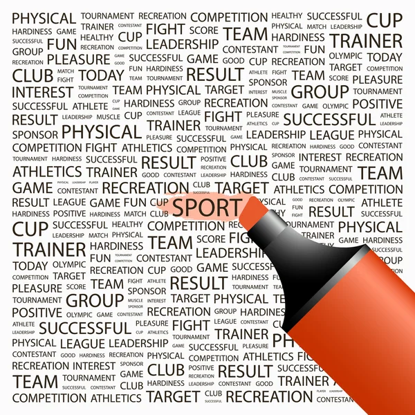 SPORT. Highlighter over background with different association terms. — Stock Vector
