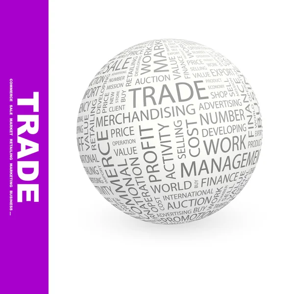 貿易。世界中の異なる関連用語. — ストックベクタ