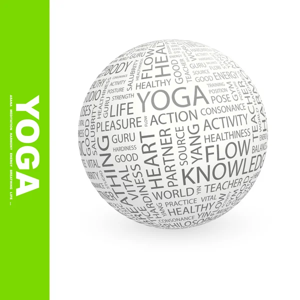 YOGA. Globe with different association terms. — Stock Vector