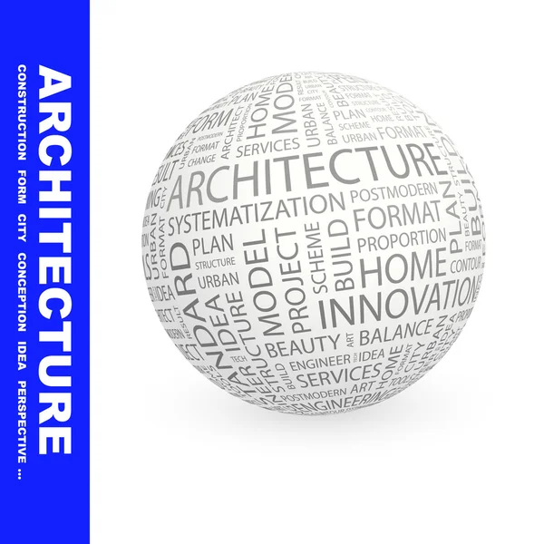 ARCHITECTURE. Globe with different association terms. — Stock Vector