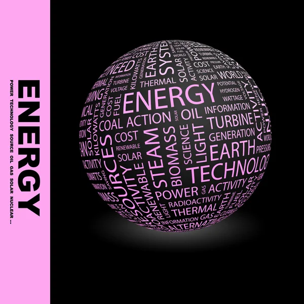 Energie. wereldbol met verschillende vereniging voorwaarden. — Stockvector