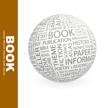 BOOK. Globe with different association terms. clipart