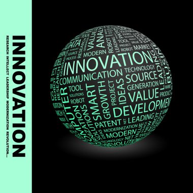 INNOVATION. Globe with different association terms. clipart