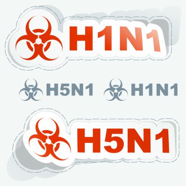 H1N1. H5N1. Warning sticker collection. clipart