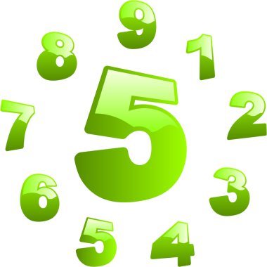 Number icons. Vector 3D set. clipart