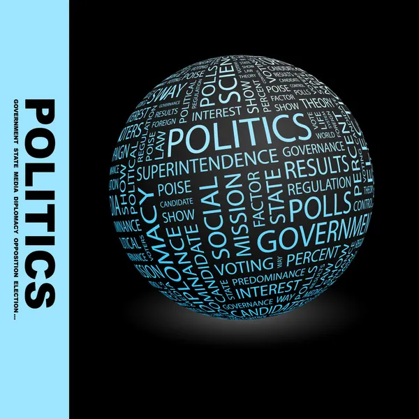 POLITICS. Globe with different association terms. — Stock Vector