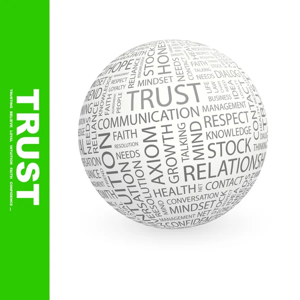 TRUST. Globe with different association terms. — Stock Vector