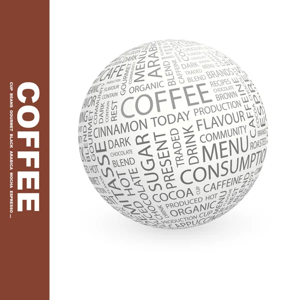 Kahve. dünyanın farklı ilişkilendirme terimleri. — Stok Vektör