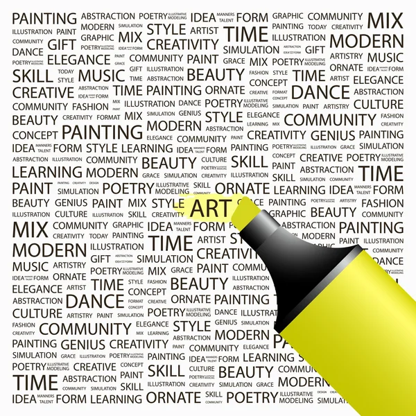 ART. Evidenziare su sfondo con diversi termini di associazione . — Vettoriale Stock