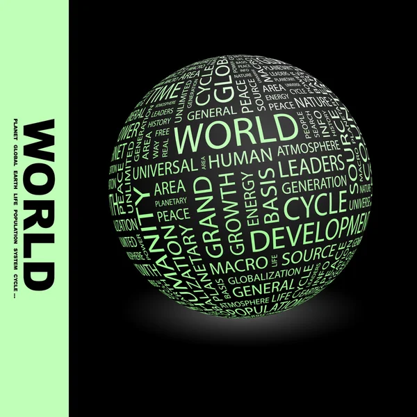 Världen. världen med olika association villkor. — Stock vektor