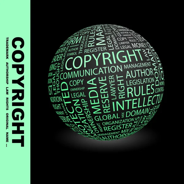 Copyright. Globe with association terms. — Stock Vector