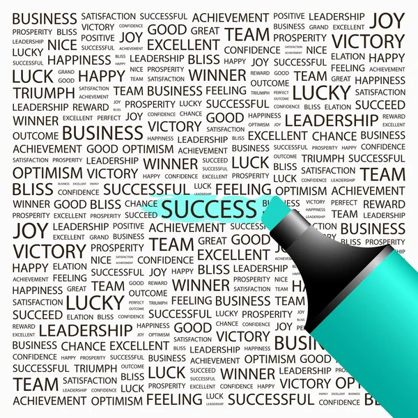 SUCCESS.Word collage sobre fondo blanco . — Vector de stock