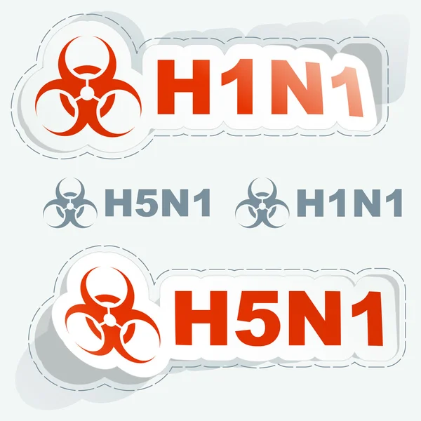 H1N1. H5N1. Varning klistermärke samling. — Stock vektor