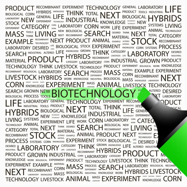 Biotechnológia. Word kollázs fehér háttér. — Stock Vector