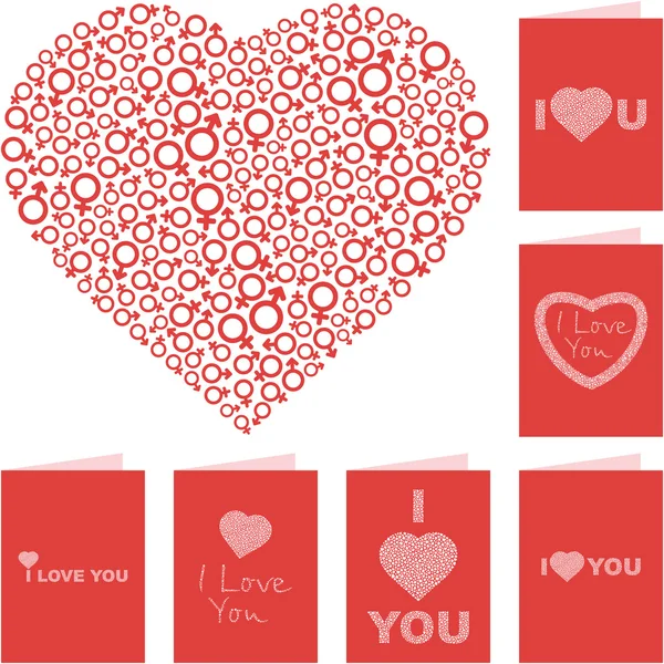 Ti voglio bene. Set di messaggi d'amore . — Vettoriale Stock