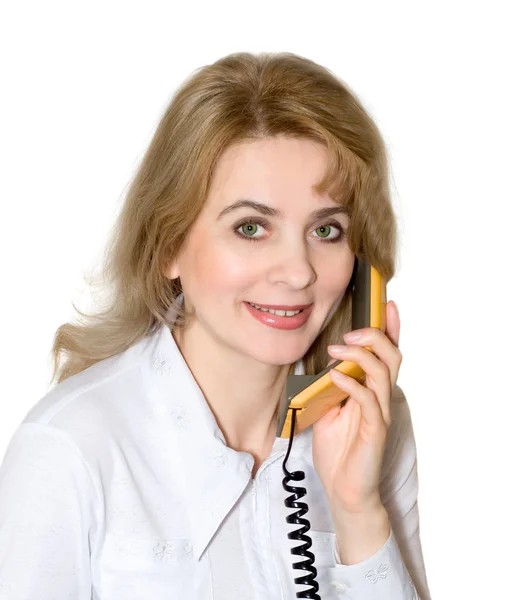 Empresária falar por telefone — Fotografia de Stock