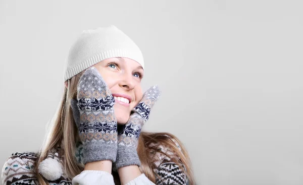 Pretty young blonde in a warm sweater — Stock Photo, Image