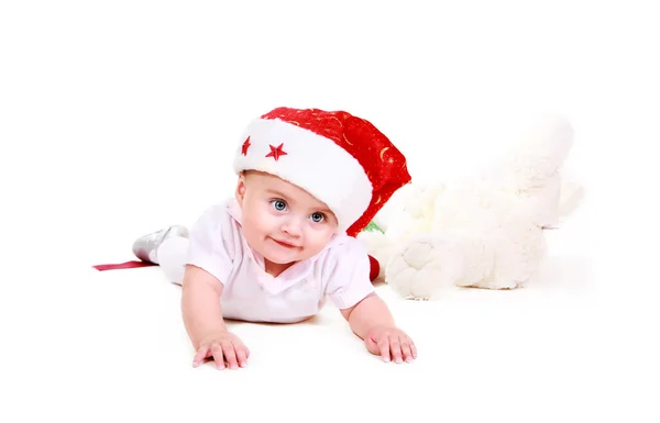 Papai Noel pequeno em um fundo branco — Fotografia de Stock