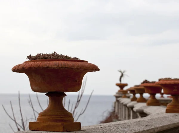 Potten op het balkon — Stockfoto