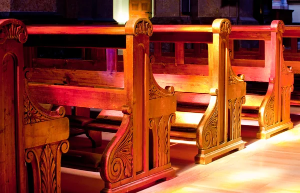 Benches of church — Stock Photo, Image