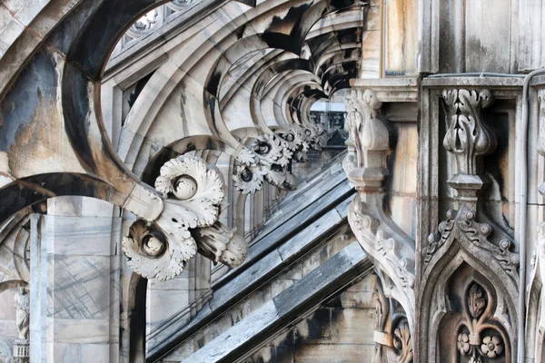 Flower sculptures, Milan cathedral — Stock Photo, Image
