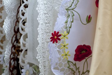 Cloth embroidered with flowers