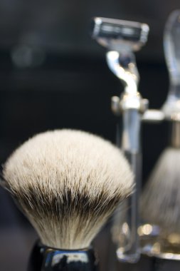 Shaving brush and razor clipart