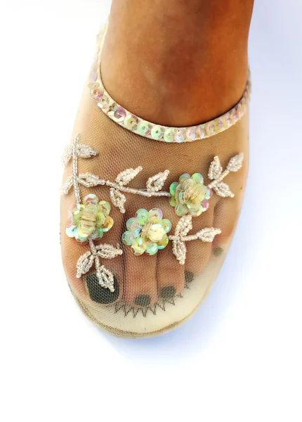Embroidered slippers — Stock Photo, Image