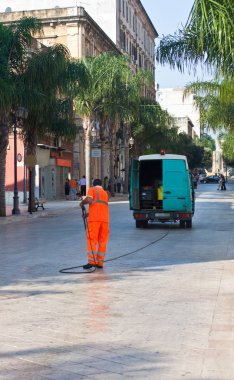 Operator ecologically clean Brindisi street