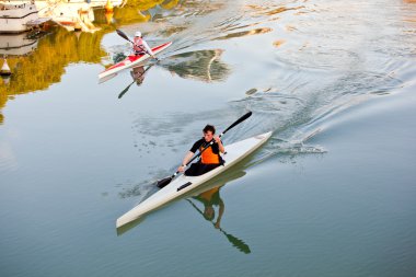 Young athlete in a canoe