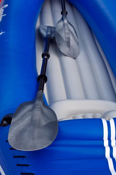 Blue inflatable boat