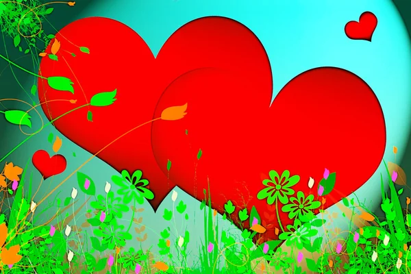 Hearts on flowers — Stock Photo, Image