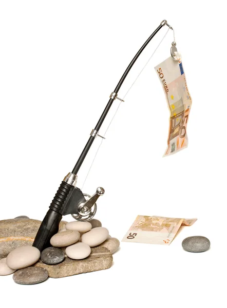 Fishing euro bills — Stockfoto