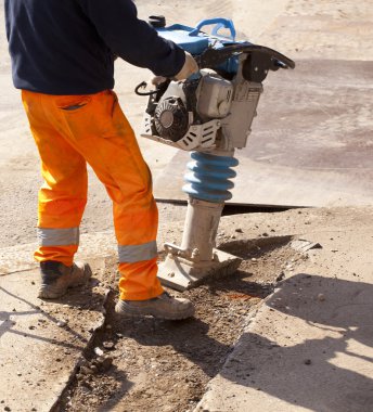 Worker with jackhammer clipart