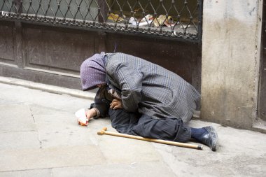 Elder woman homeless clipart