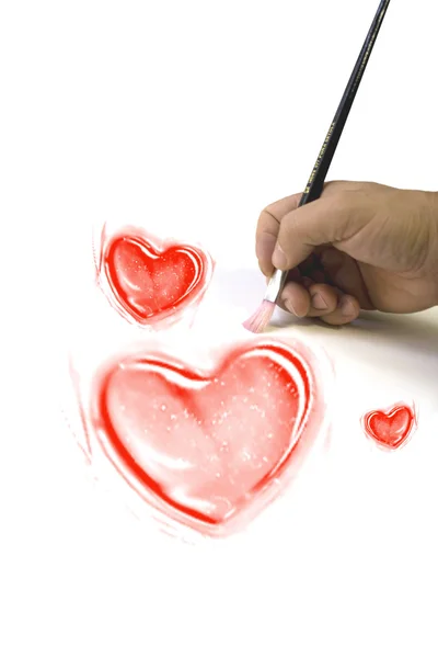 Kézi festés szívek — Stock Fotó