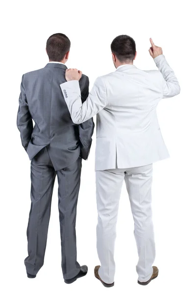 Two businessmen discuss. Rear view. — Stock Photo, Image