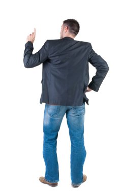 düşünme iş adamı. arka görünüm.