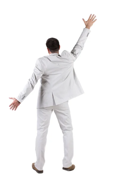 Businessman thumbs up. rear view. Royalty Free Stock Photos