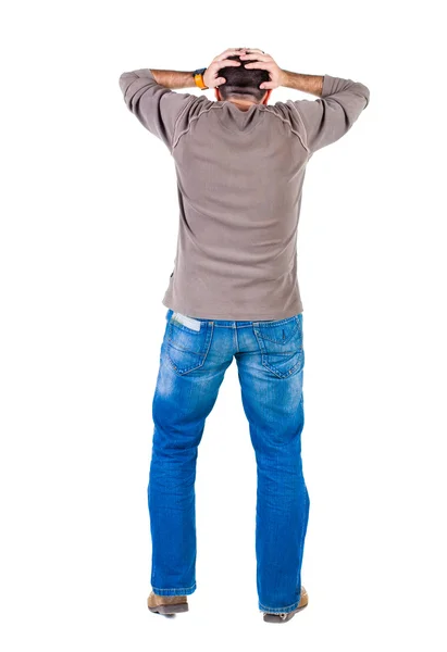 Back view of shocked and scared young man. — Stock Photo, Image