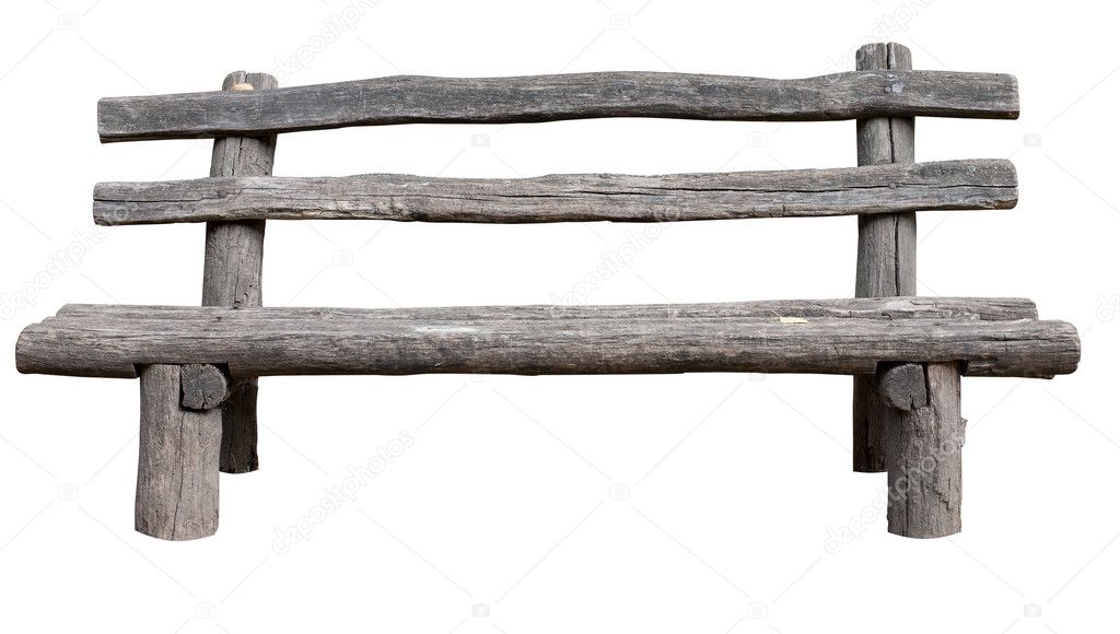 Ancient rural bench from logs.
