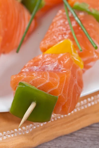 stock image Salmon skewer