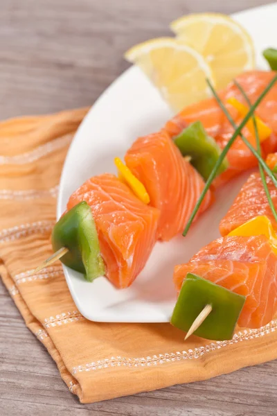 stock image Salmon skewer