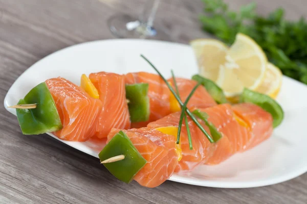 Stock image Salmon skewer